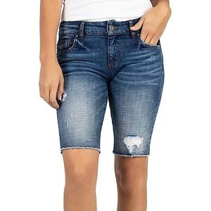 NWT Kut from the Kloth Sophie‎ Distressed Denim Bermuda Shorts Women's Size 2